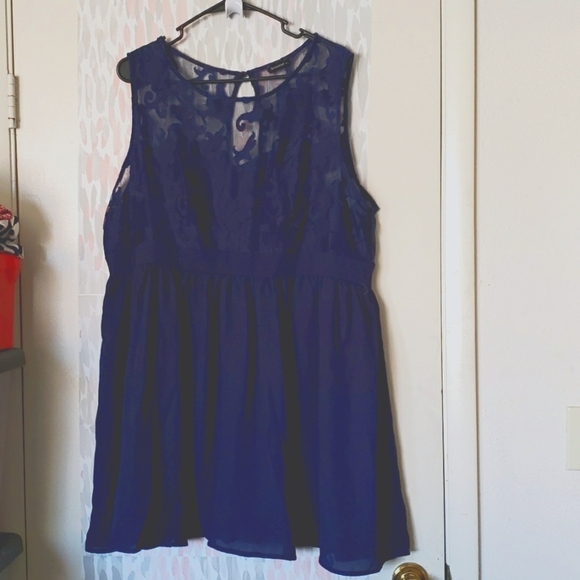 SunnyMe Navy Floral Illusion Top Dress Size 2XL - Picture 1 of 7